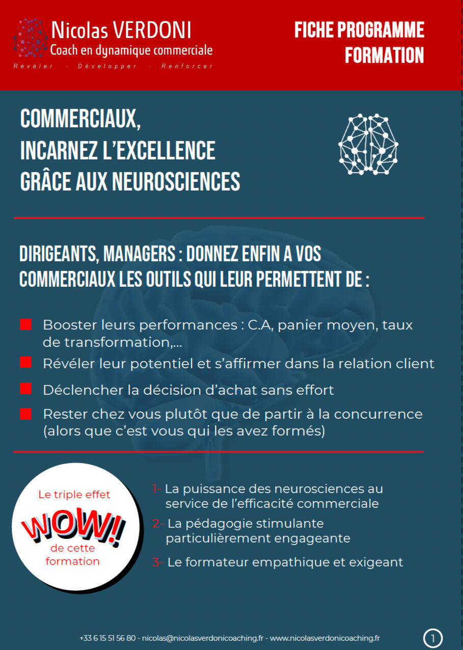 Fiche formation Incarnez l'excellence grâce aux neurosciences